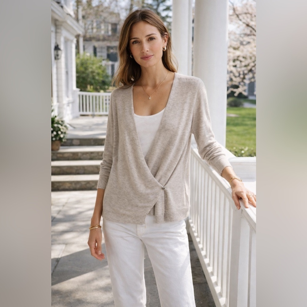 Zadig & Voltaire Daphnee Beige Cashmere Button Cardigan Size Small - Picture 8 of 16